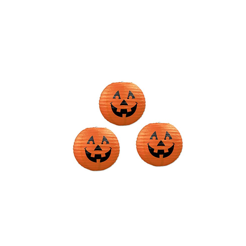 Beistle 3-Pack Jack-O-Lantern Paper Lanterns  9-1/2-Inch-image-OPC-PFSH6YD-NEW