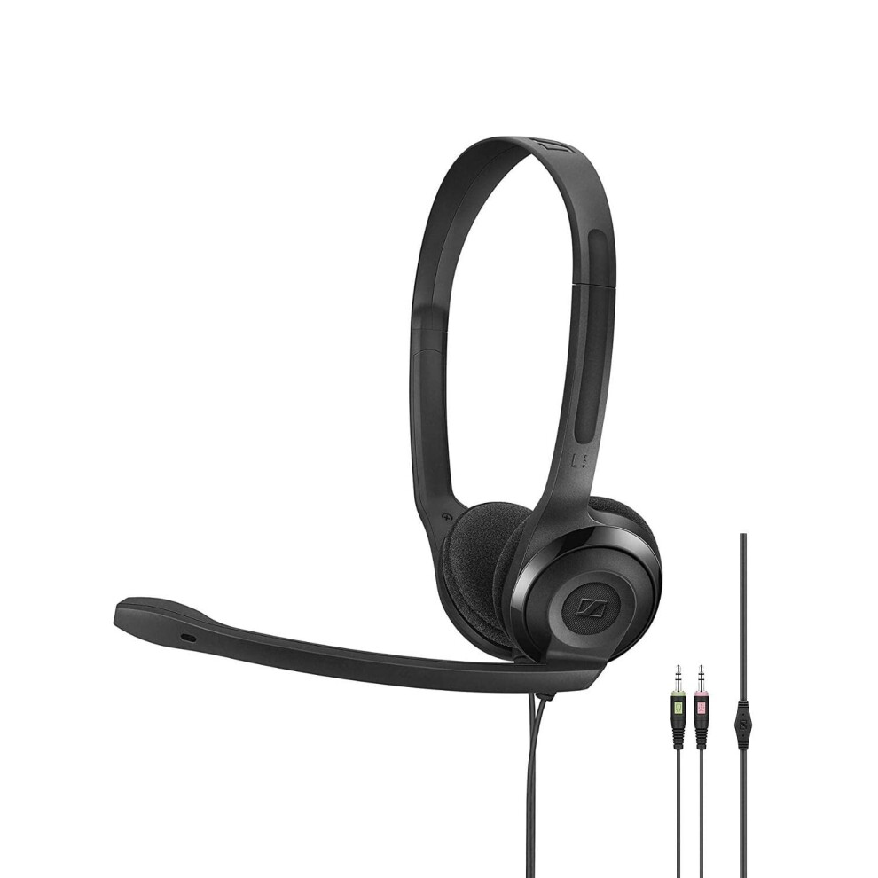 Sennheiser PC 3 Chat - Durable On-Ear Wired Headset - Noise Cancelling Microphone for Casual Gaming and Easy Connectivity - Lightweight Stereo Quality