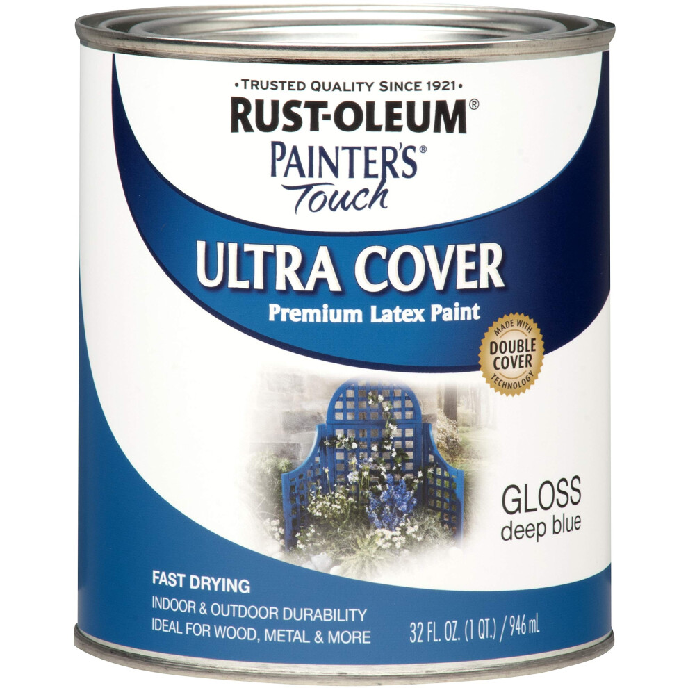 Rust-Oleum 224428T Brush 224428 Painter's Touch Latex Paint  Quart  Gloss Deep Blue  1 (Pack of 1)