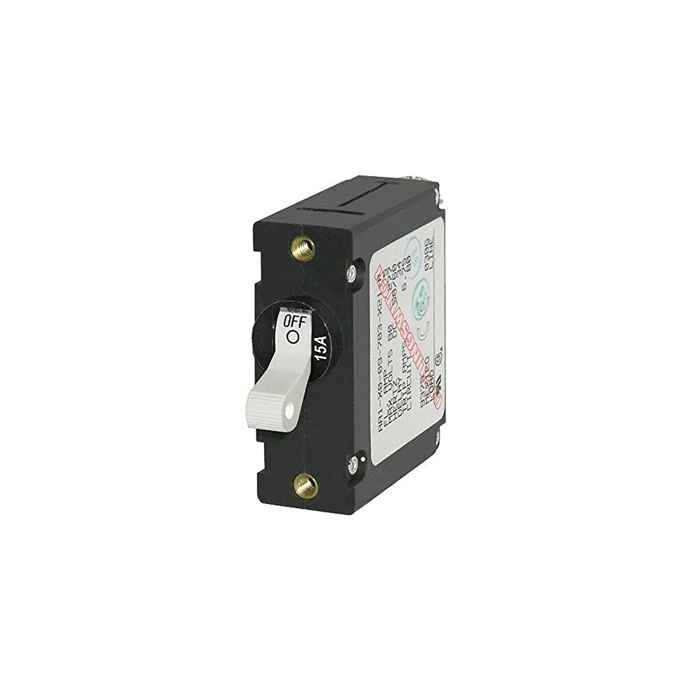 Blue Sea Systems A-Series White Toggle Circuit Breaker - Single Pole 15A 632085072100