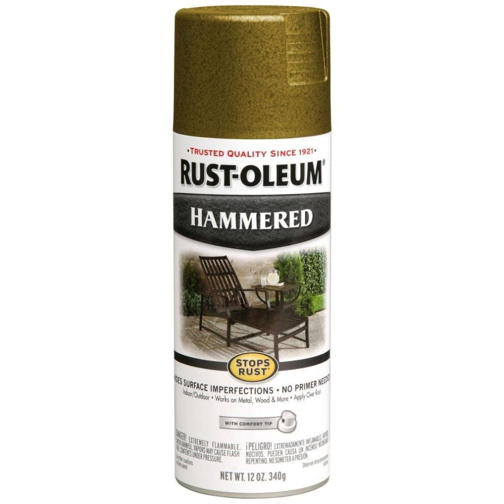 Rust-Oleum 7210830 Stops Rust Hammered Spray Paint  12 Oz  Gold  12 Ounce (Pack of 1)  12 Fl Oz