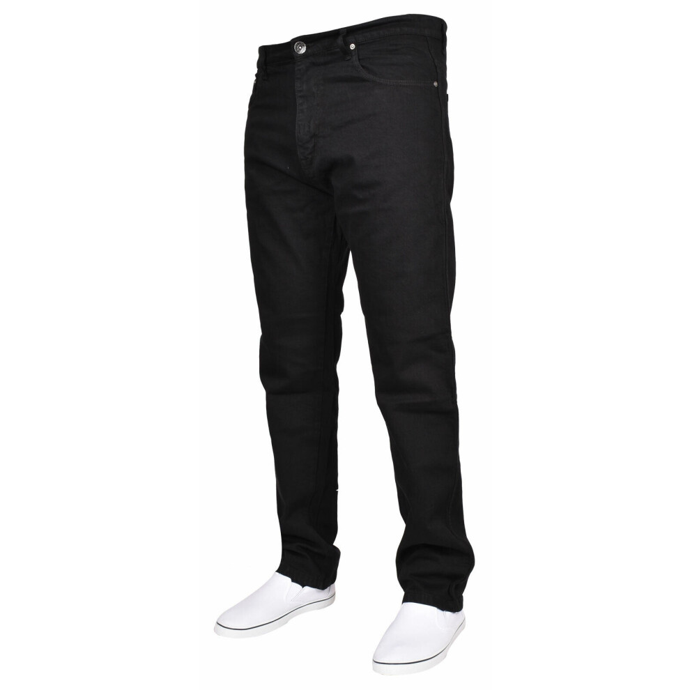 (Black, 30W x 32L) MensJean RegularFit StraightLeg BasicDenim Trouser