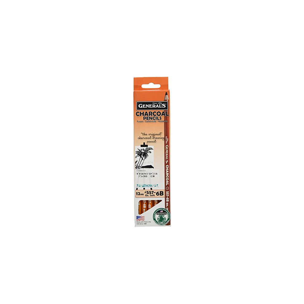 General Charcoal Pencil 557-6B Box of 12