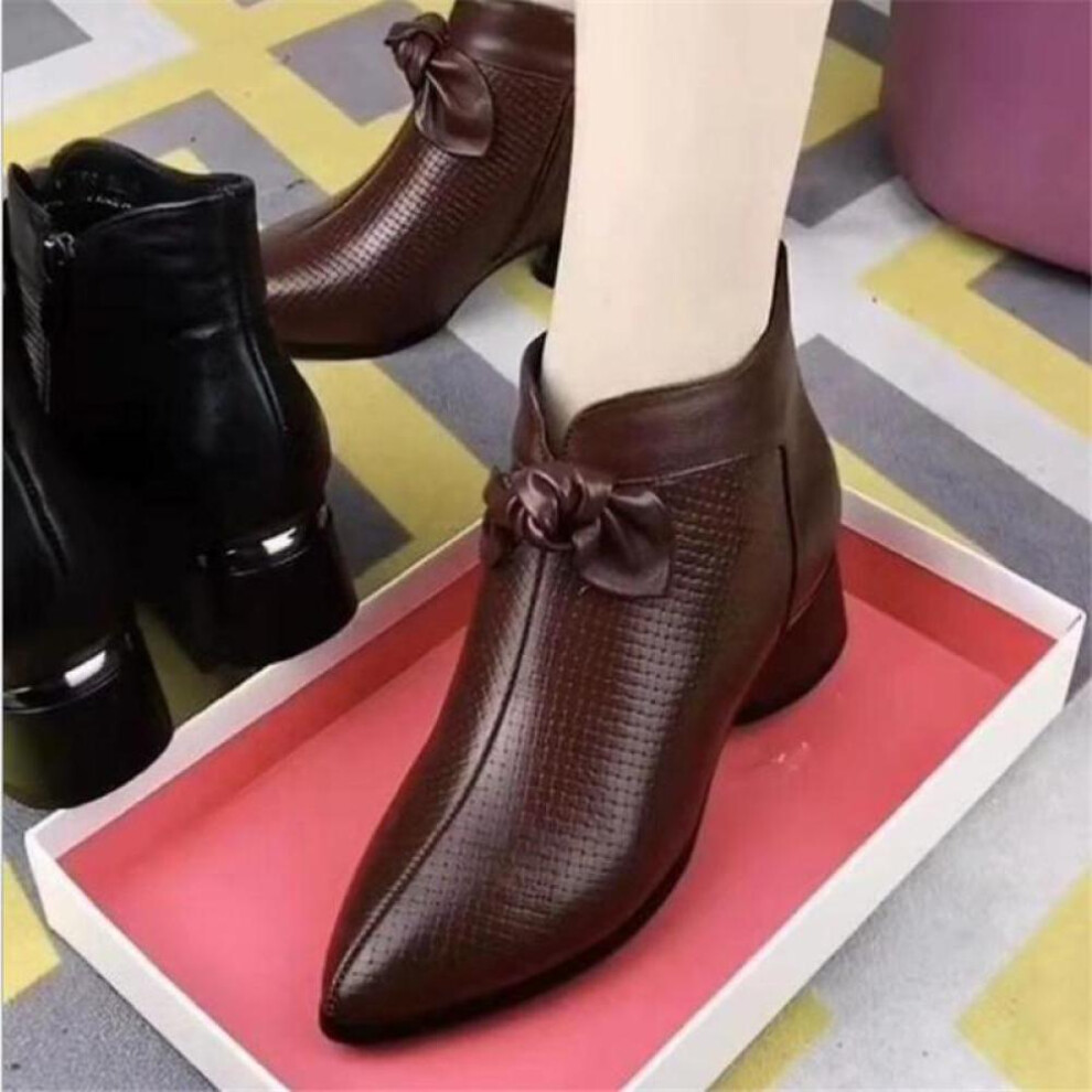 (brown, 35) Women&apos;s Shoes Ankle Boots And Ankle Boots Spring And Autumn Women&apos;s Casual Platform Shoes Leather Shoes High Heels