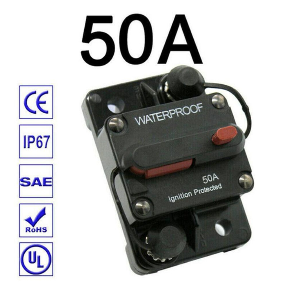 (50A) 30a 40a 50a 60a 70a 80a 100a 120a 150a 200a 250a 300a Amp Circuit Breaker Fuse Reset 12-48v Dc Car Boat Auto Waterproof