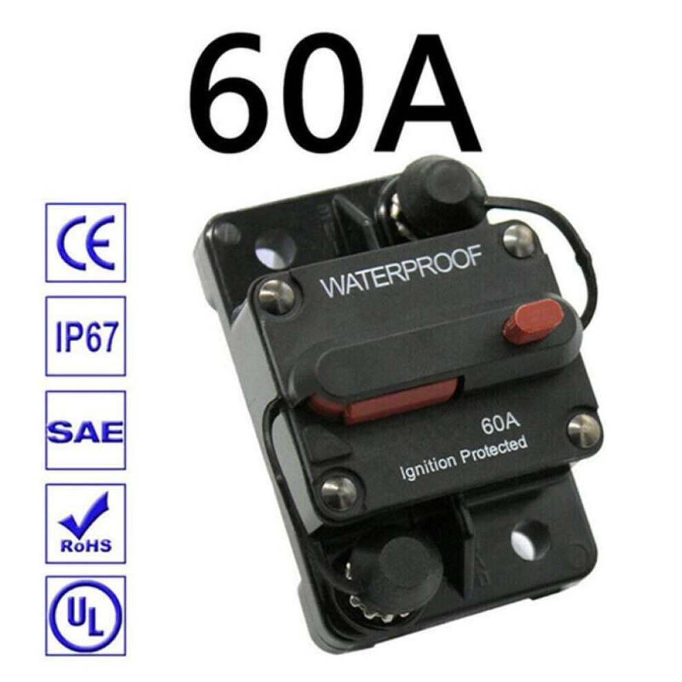 (60A) 30a 40a 50a 60a 70a 80a 100a 120a 150a 200a 250a 300a Amp Circuit Breaker Fuse Reset 12-48v Dc Car Boat Auto Waterproof