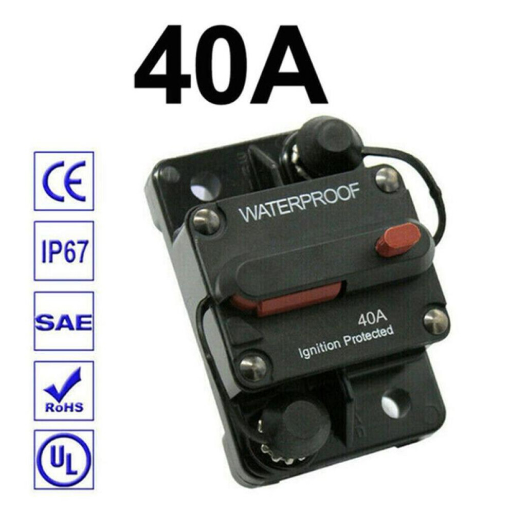 (40A) 30a 40a 50a 60a 70a 80a 100a 120a 150a 200a 250a 300a Amp Circuit Breaker Fuse Reset 12-48v Dc Car Boat Auto Waterproof