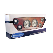 Faria Beede KTF0184 Spun Silver Inboard 6-Gauge Boxed Set - Speedometer/Tachometer/Fuel Level/Voltmeter/Water Temp/Oil PSI