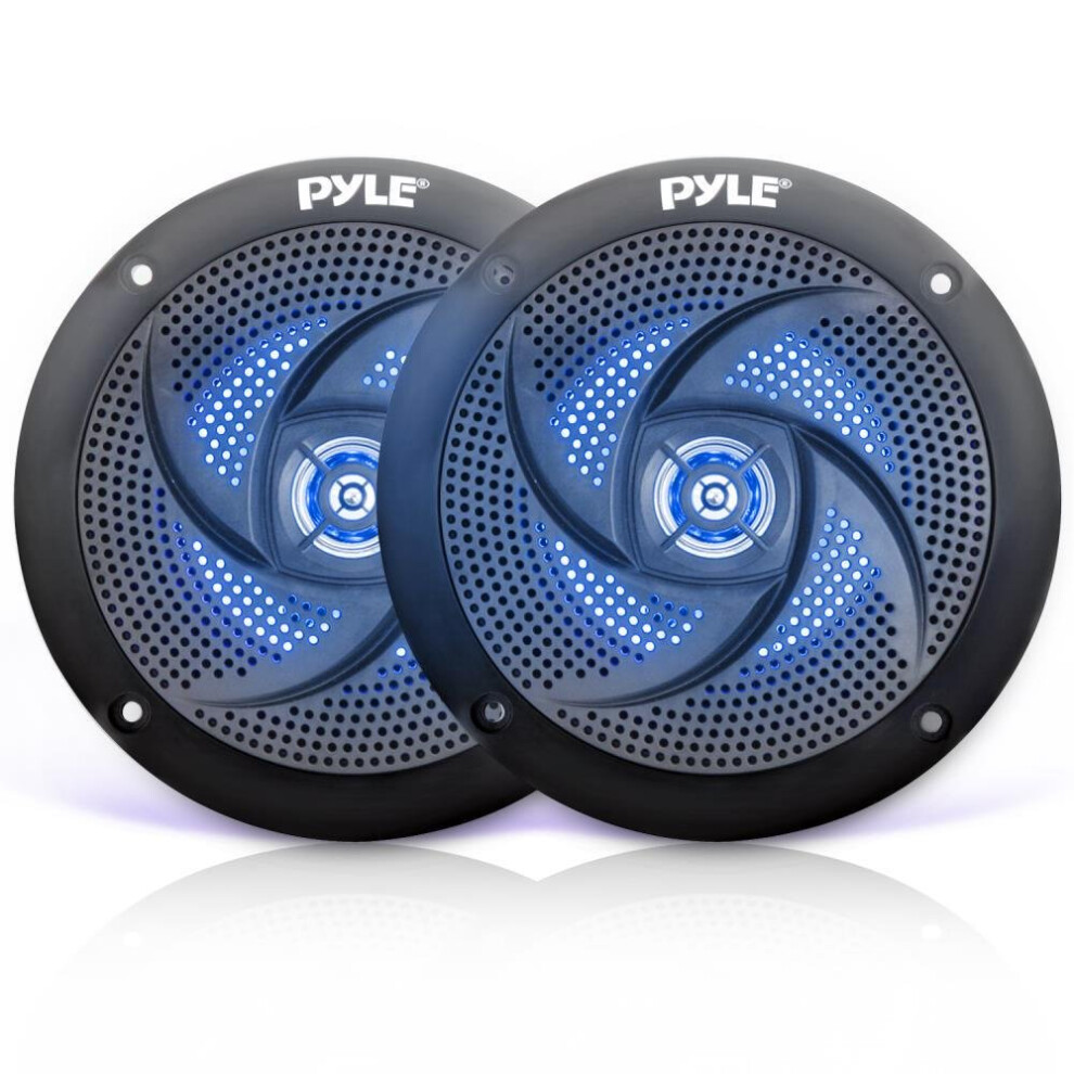 Pyle Marine Speakers - 4 Inch 2 Way Waterproof And Weather Resistant Outdoor Audio Stereo Sound System With Led Lights 100 Watt Power And Low Profile 842893100630
