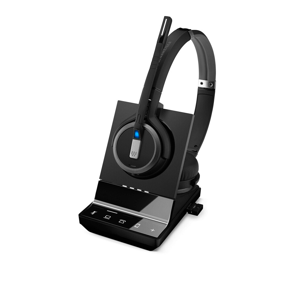 Sennheiser SDW 5066 (507024) - Double-Sided (Binaural) Wireless Dect Headset for Desk Phone Softphone/PC & Mobile Phone Connection Dual Microphone Ult