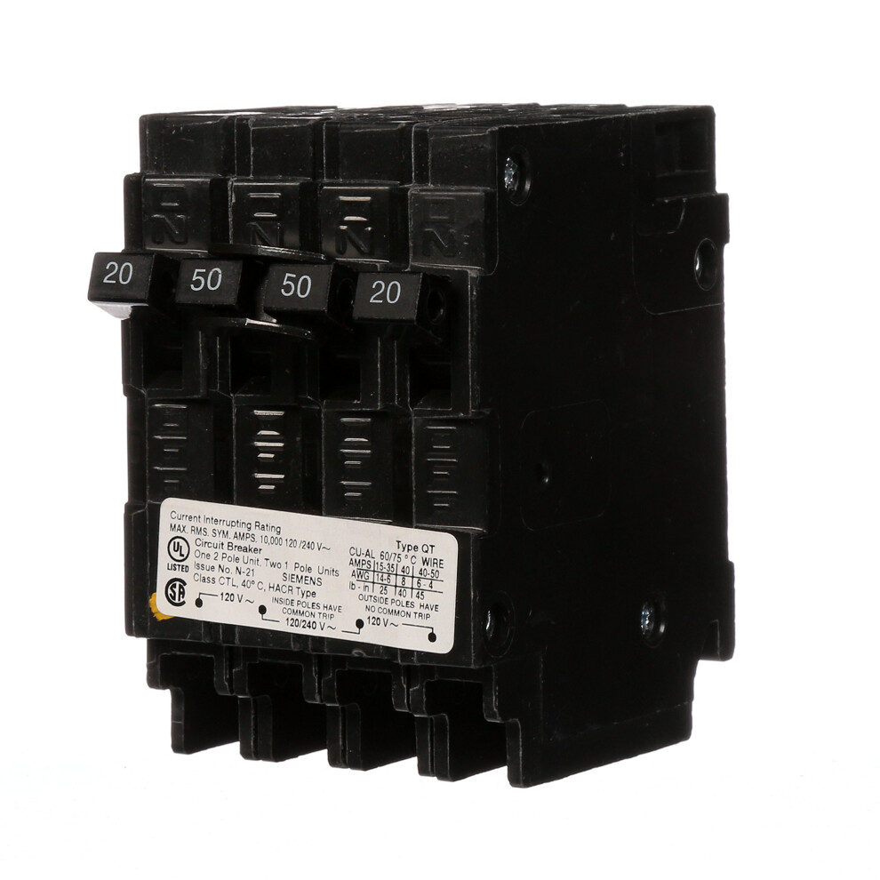 SIEMENS Q22050CT 50 Double Two 20-Amp Single Pole Circuit Breaker  Color