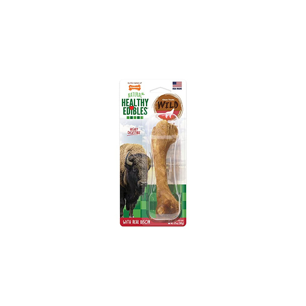 Nylabone Healthy Edibles Wild Dog All Natural Bone Bison Dog Treats Made in the USA  Bison  Giant