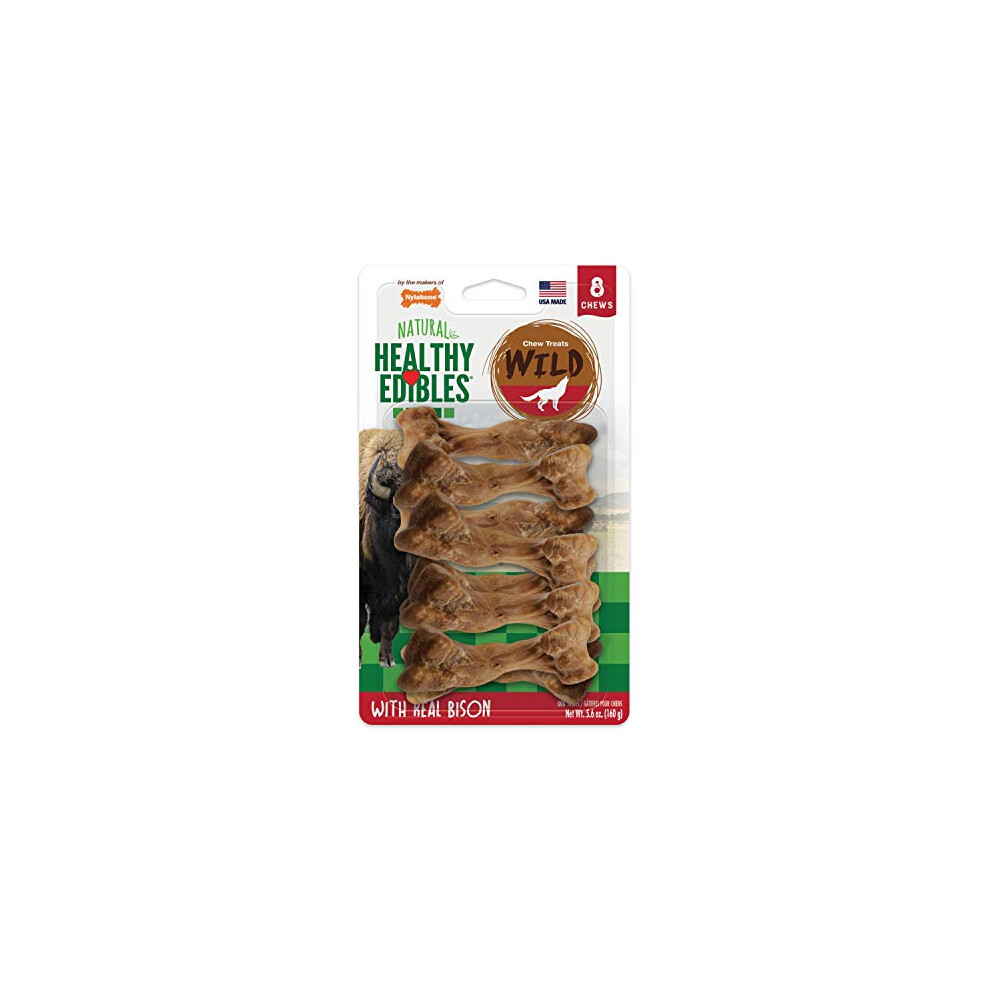 Nylabone Healthy Edibles WILD Natural Long Lasting Bison Flavor Dog Chew Treats Wild Bone Small/Regular (8 count)