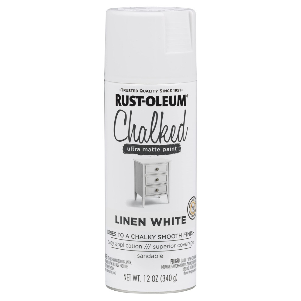 Rust-Oleum 302591 Chalked Spray Paint  12 oz  Linen White Ultra Matte  12 Ounce (Pack of 1)