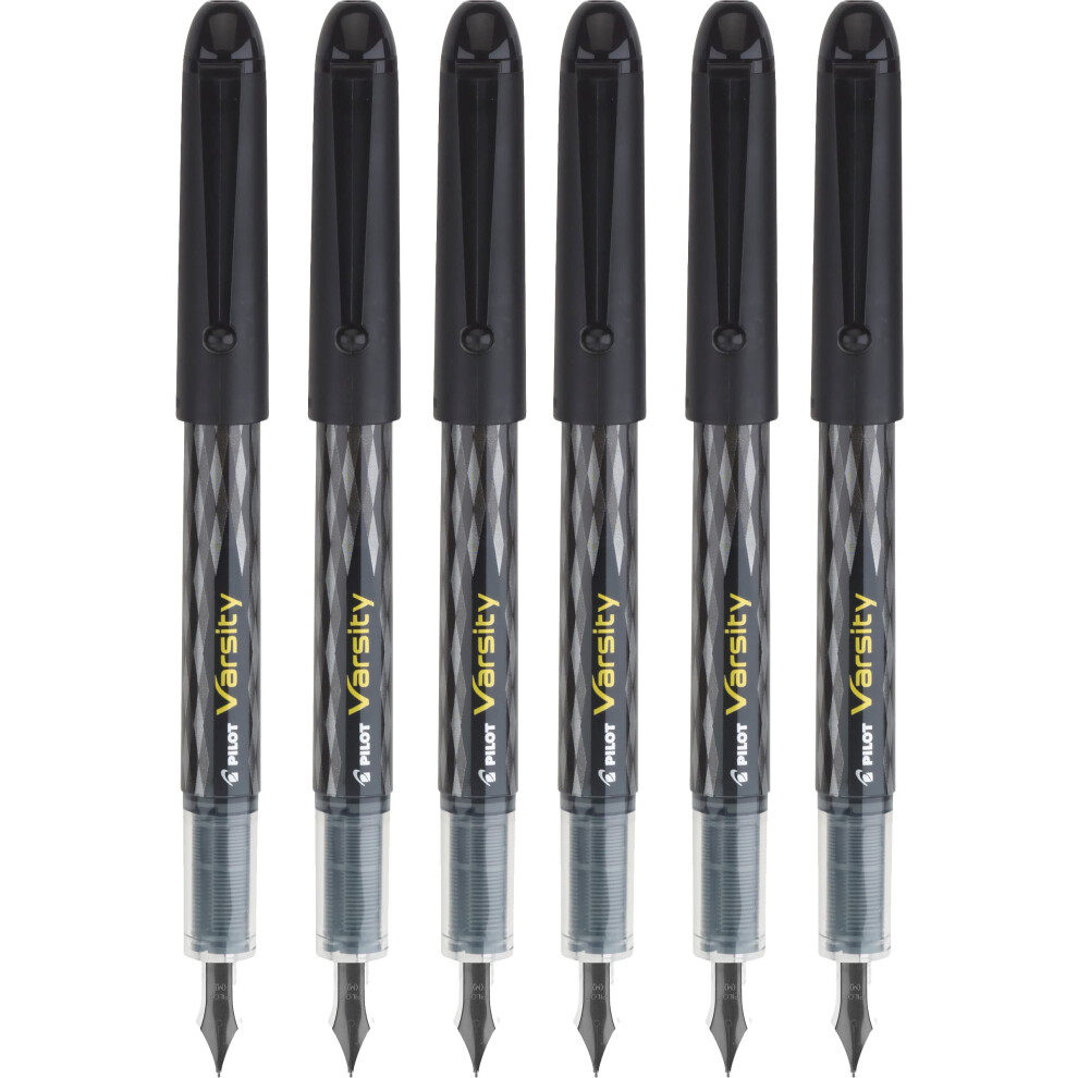 Pilot Varsity Disposable Fountain Pens  Black Ink (90010)  Pack of 6