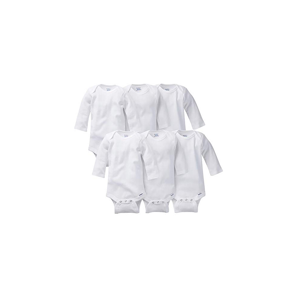 Gerber Baby Multi-Pack Long-Sleeve Onesies Bodysuit  6-Pack White  18 Months