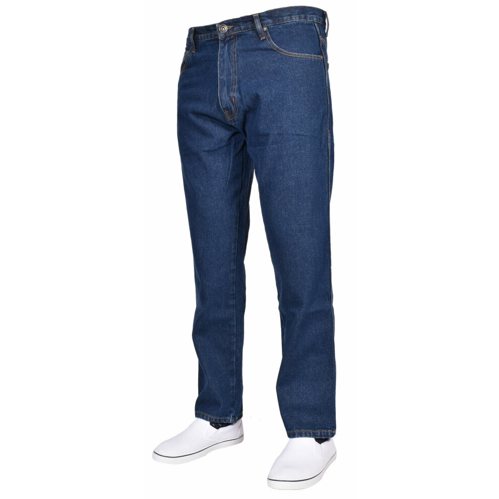 True Face (Dark Wash, 34W X 30L) Mensjean Regularfit Straightleg Basicdenim Trouser Blue