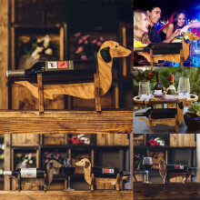 Home Decor Dachshund Wine Rack Single Bottle Wooden Tabletop Stand For Family Party Bar Home Decoration