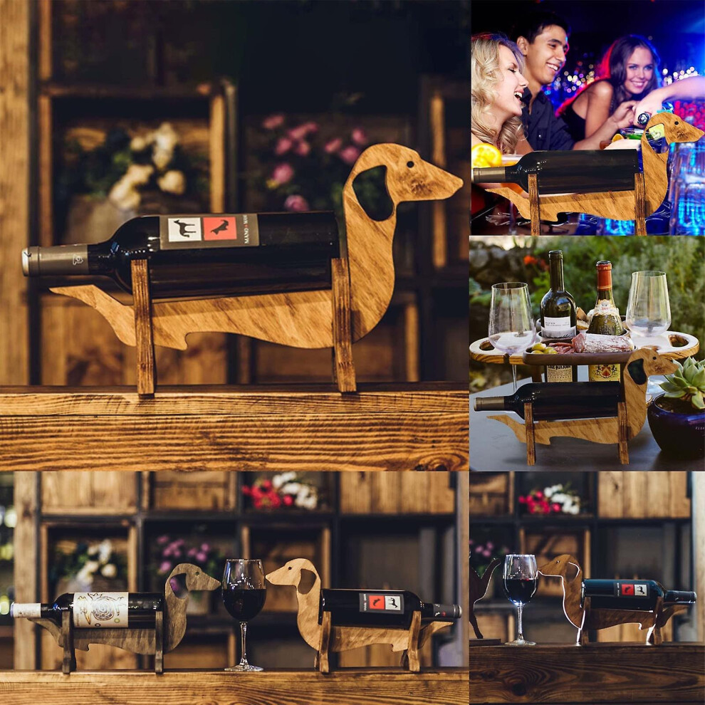 Home Decor Dachshund Wine Rack Single Bottle Wooden Tabletop Stand For Family Party Bar Home Decoration