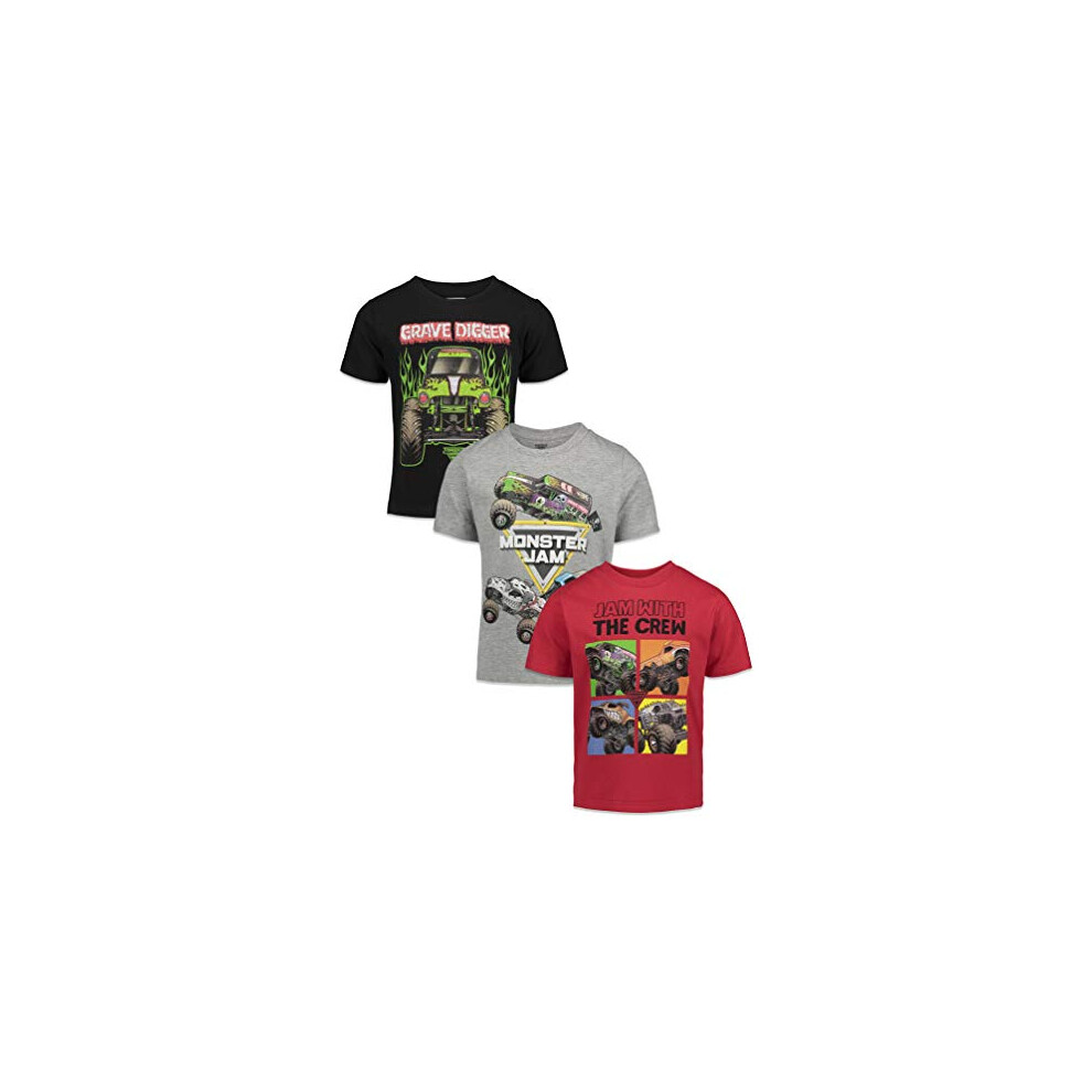 Monster Jam Trucks Toddler Boys 3 Pack Graphic T-Shirts Kids Black/Red/Grey 3T