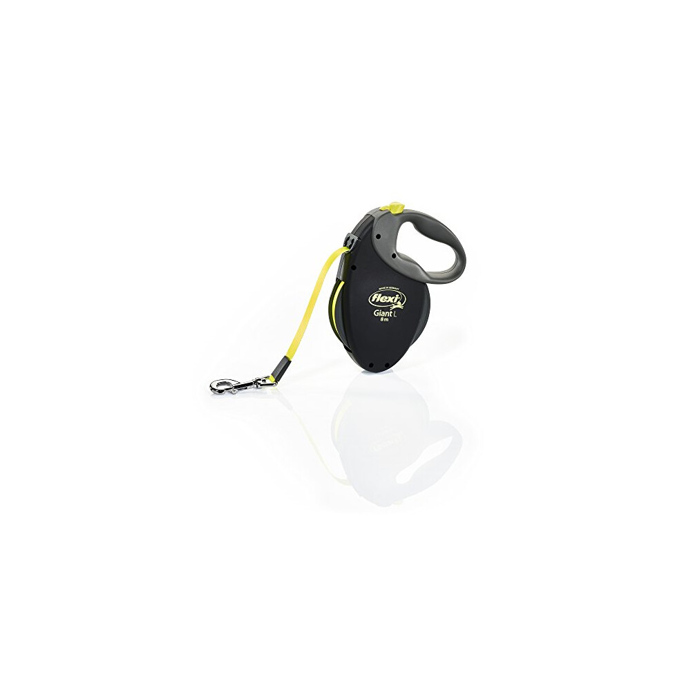 Flexi Giant L Retractable Dog Leash (Tape)  Large  Black/Neon