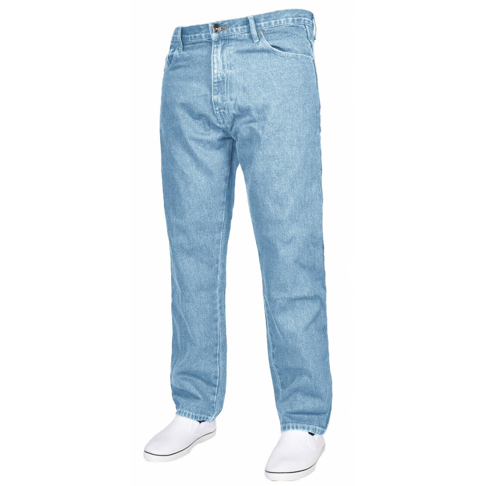 True Face (Light Wash, 36W X 34L) Mensjean Regularfit Straightleg Basicdenim Trouser Blue