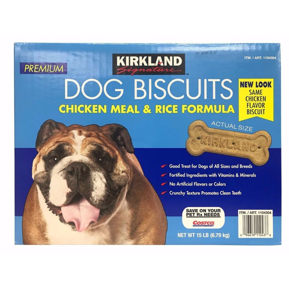 Kirkland Signature Premium Dog Biscuits Chicken Meal & Rice Formula 15 LB standart