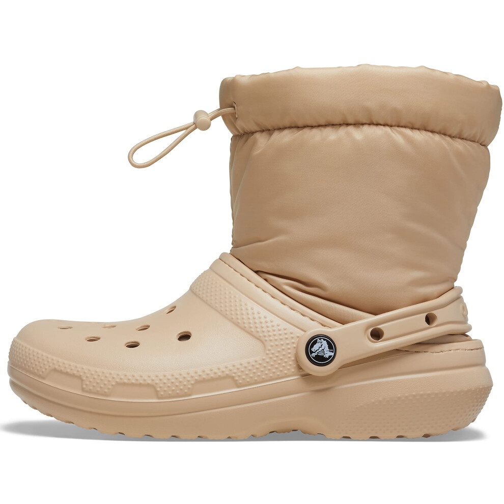 Crocs unisex adult Men's and Women's Classic Lined Neo Puff | Winter Snow Boot  Chai  4 Women 2 Men US