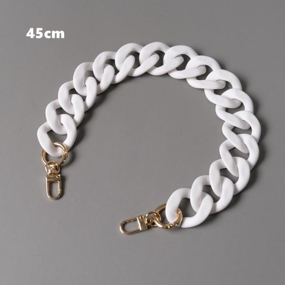 (white, 45CM) New Fashion Woman Handbag Accessory Chain Black White Green Resin Chain Luxury Frosted Strap Women Clutch Shoulder Purse Chain