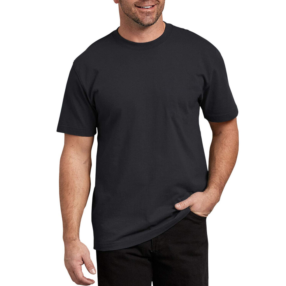 Dickies Men's Big and Tall Short Sleeve Heavyweight Crew Neck  Black  2T