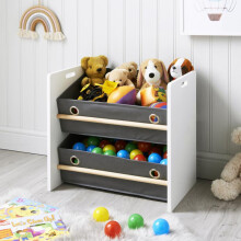 Kids Home 2 Basket Storage Cabinet - Toy Organizer, Clothes Storage