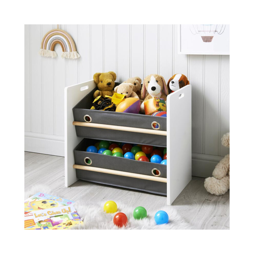 Kids Home 2 Basket Storage Cabinet - Toy Organizer, Clothes Storage