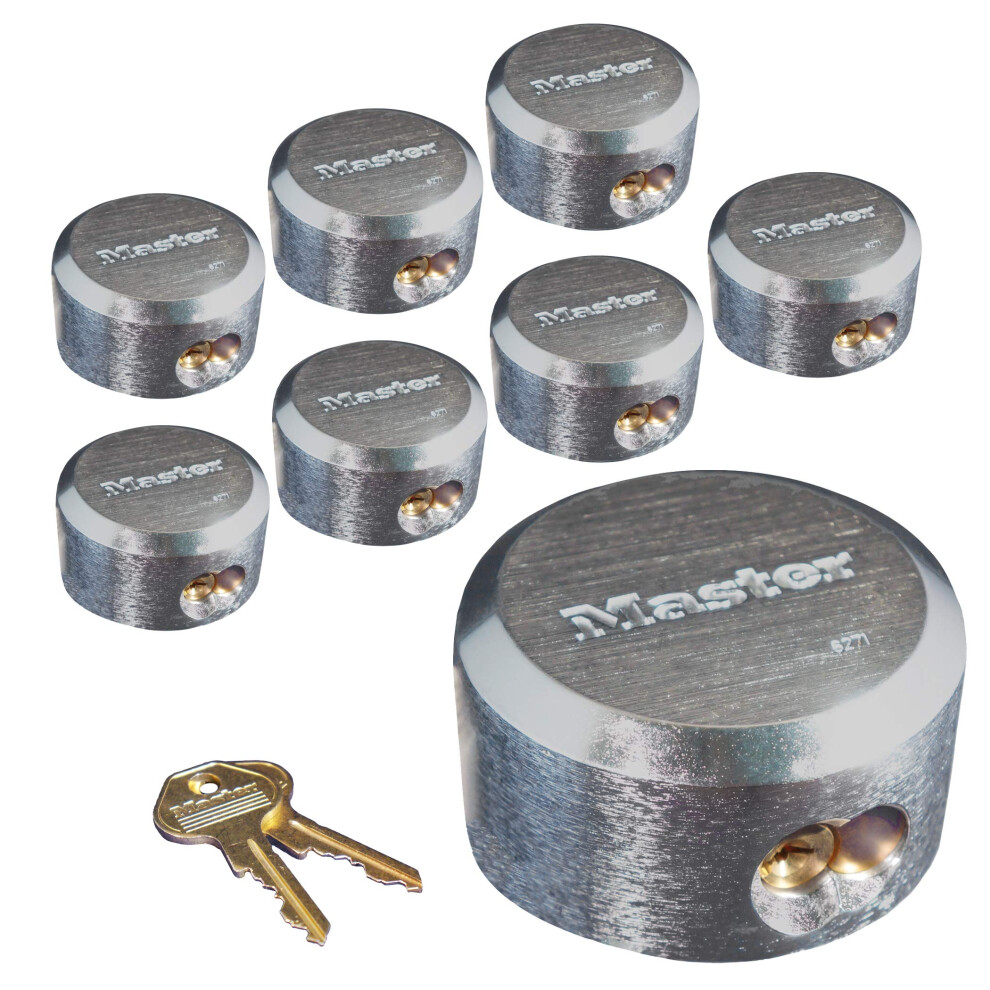 Master Lock 6271KA 8 Pack - 2-7/8in. ProSeries Reinforced Hidden Shackle Rekeyable Pin Tumbler Keyed Alike Padlock  Chrome