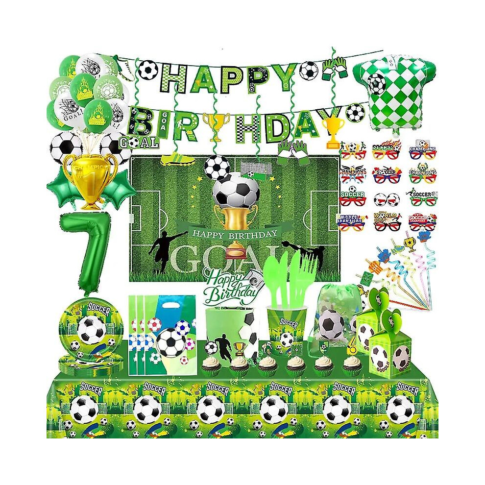 (12inch, number balloon 13) Soccer Football Birthday Party Decoration Kids Soccer Sports Theme Tableware Cup Plate Banner Balloon Supplies Set For Boy-image-OPC-PFSHQ6R-NEW