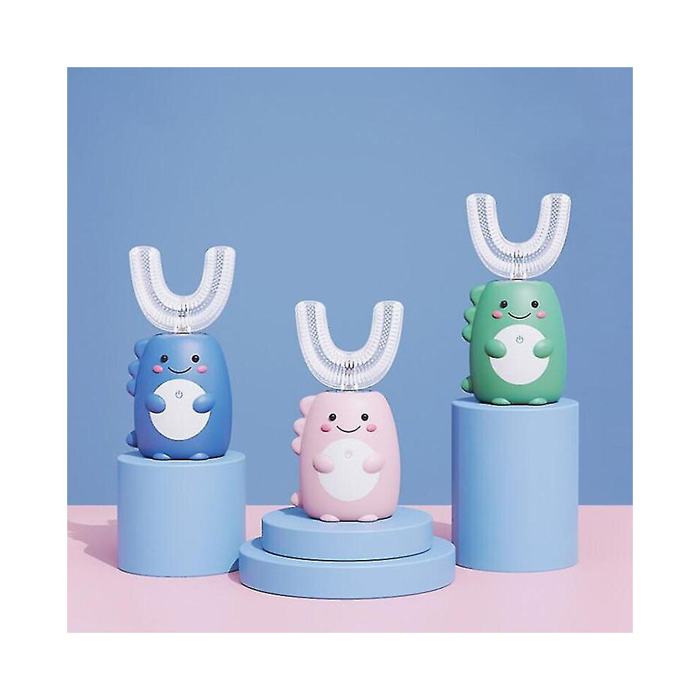 (Green-Basis, Ages 7-13) Kid Electric Toothbrush Children Automatic Oral Cleaning Device Usb Charging Sonic Cute Dinosaur U-shaped Teeth Care-image-OPC-PFSHPT6-NEW