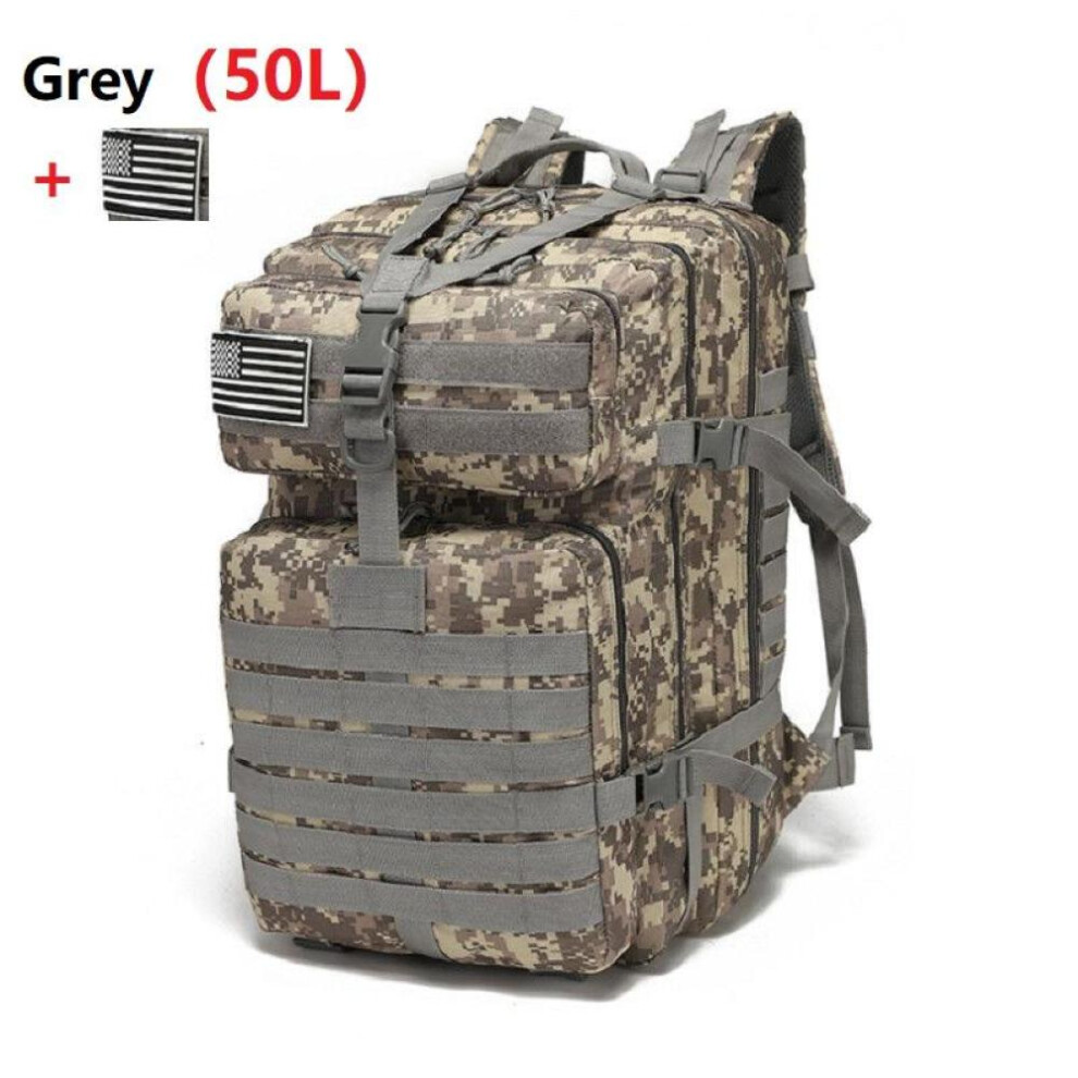 (camouflage,grey, 50L) 25l/50l Waterproof Backpack Outdoor Rucksacks Tactical Sports Camping Hiking Trekking Fishing Hunting Bag