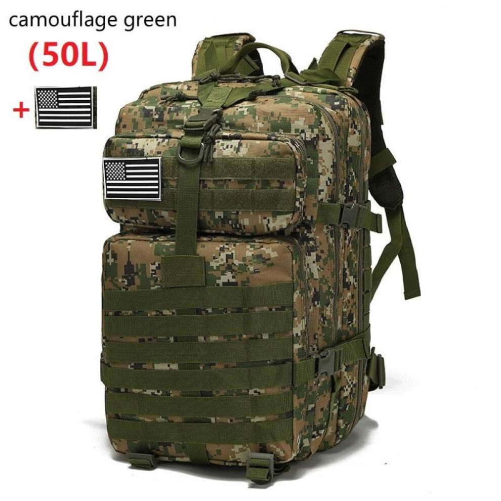 (camouflage green, 50L) 25l/50l Waterproof Backpack Outdoor Rucksacks Tactical Sports Camping Hiking Trekking Fishing Hunting Bag