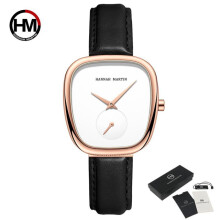 (white, Leather) Hannah Martin Women's Quartz Watches Luxury Watch Minimalist Fashion Quartz Banquet Watches Stainless Steel 30m Waterproof Wristwatch