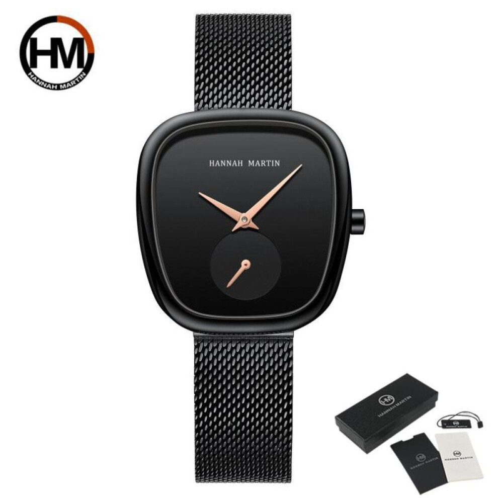 (black, Steel Belt) Hannah Martin Women&apos;s Quartz Watches Luxury Watch Minimalist Fashion Quartz Banquet Watches Stainless Steel 30m Waterproof Wristwatch