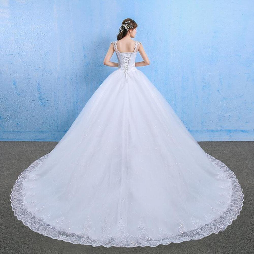 (white, S) Wedding Dress One Shoulder Summer Large Size Diamond Bride Wedding Luxury Long Tails
