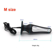 (M anal) Electric Shock Male Scrotum Stimulator Leather Penis Sleeve Cock Ring Bi-Polar Anal Plug Bondage Therepy Massage Sex Toy for Men