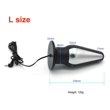 (L anal) Electric Shock Male Scrotum Stimulator Leather Penis Sleeve Cock Ring Bi-Polar Anal Plug Bondage Therepy Massage Sex Toy for Men