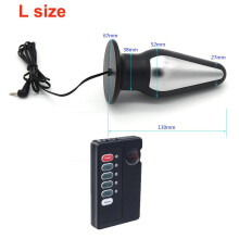 (L anal with host) Electric Shock Male Scrotum Stimulator Leather Penis Sleeve Cock Ring Bi-Polar Anal Plug Bondage Therepy Massage Sex Toy for Men