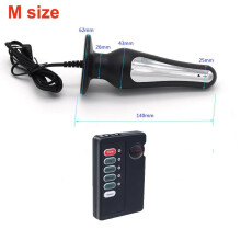 (M anal with host) Electric Shock Male Scrotum Stimulator Leather Penis Sleeve Cock Ring Bi-Polar Anal Plug Bondage Therepy Massage Sex Toy for Men