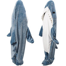 (S) Shark Blanket Hoodie Shark Blanket Adult Shark Wearable Blanket Adult Super Soft Cozy Shark Sleeping Bag Shark Tail Wearable Fleece Throw Blanket, Sha