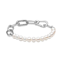 (Bracelet-16cm) New 925 Sterling Silver Pan Me Freshwater Cultured Pearl Necklace Fit Women Bracelet Elegant Fashion Jewelry Gift