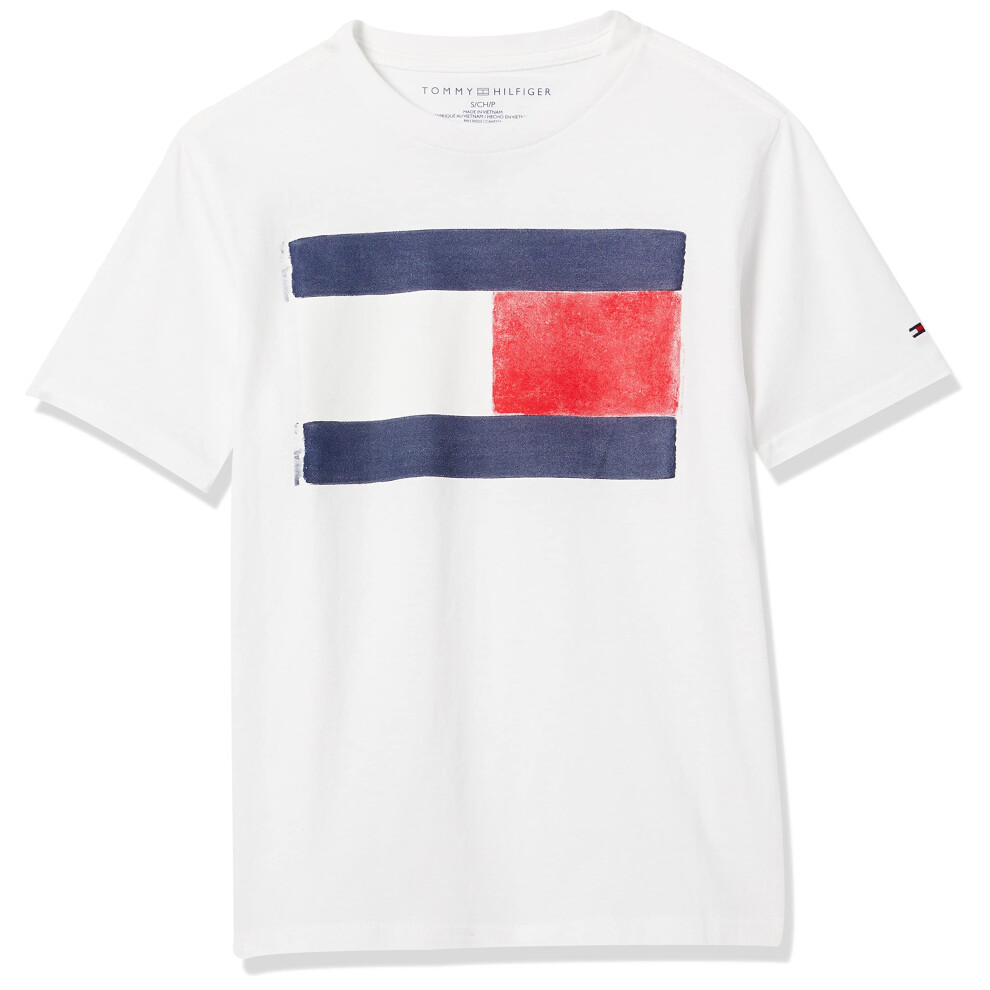 Tommy Hilfiger Boys Short Sleeve graphic crew Neck T-Shirt  White  12-14