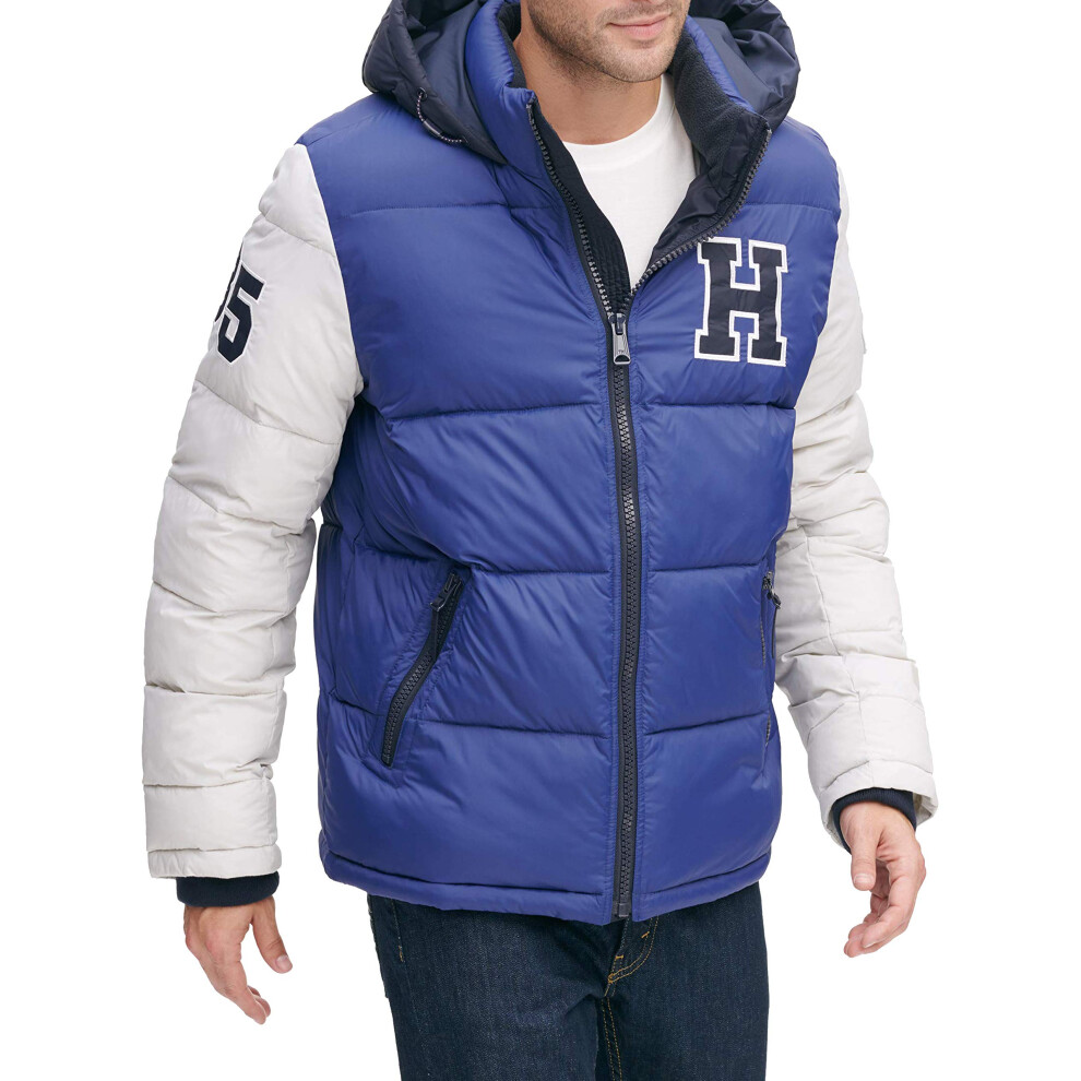 Tommy Hilfiger Men's Hooded Puffer Jacket  Royal  X-Large