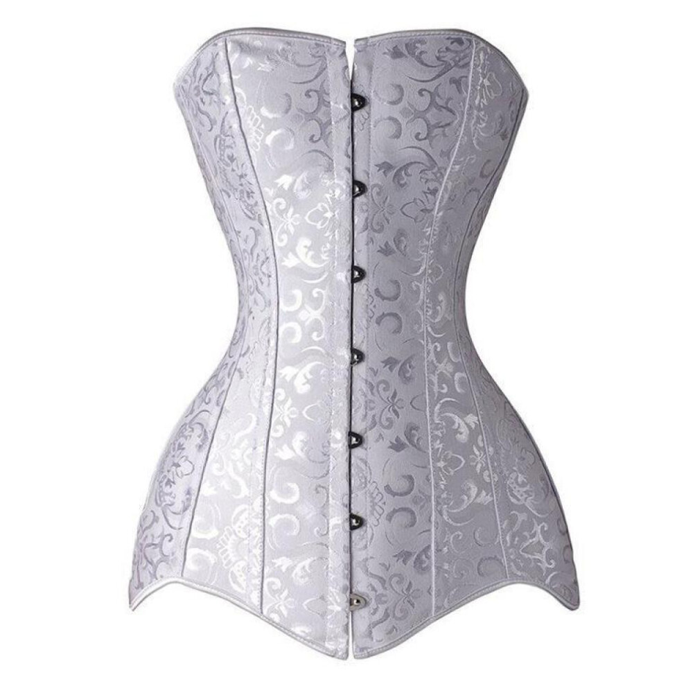 (white, 6XL) Women Plus Size Long Corsets And Bustiers Gaine Burlesque Corsage