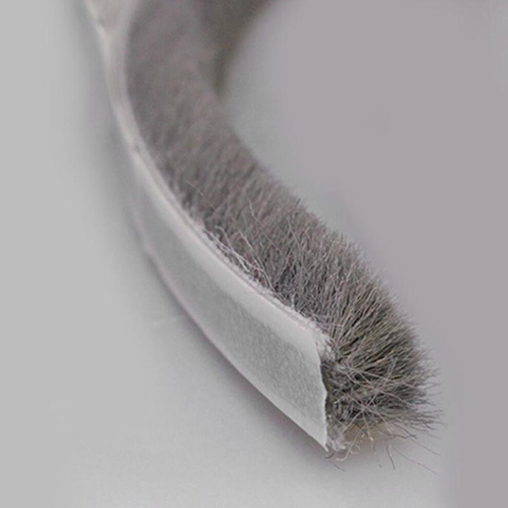 (gray, 9×5mm) Weather Draught Excluder Brush Strip Window Door Seal Tape With Adhesive